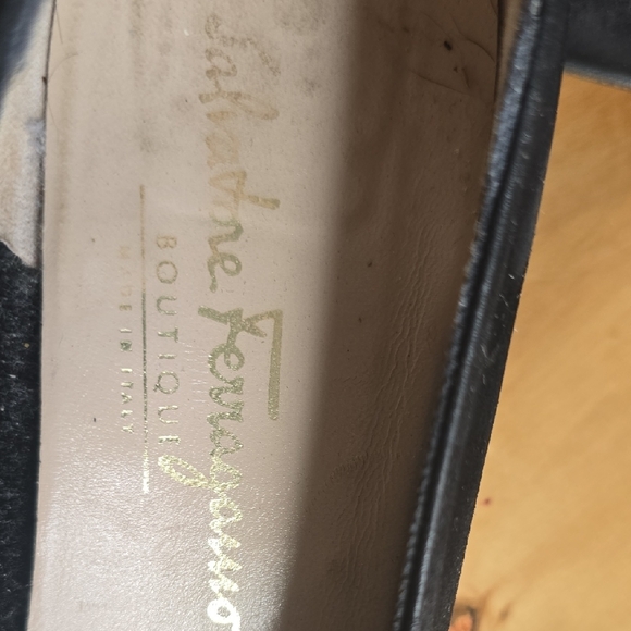 Salvatore Ferragamo Black Heels with Gold Accent - Picture 2 of 7